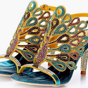 Fancy peacock design heels